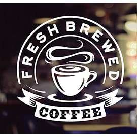 Fresh Brewed Coffee Takeaway Cup Window Sign Vinyl Sticker Graphics Cafe Shop Salon Bar Restaurant