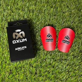 Oxum Sport - Mini Football Shin Pads for Children and Adults - Size M 10 x 6 cm Red