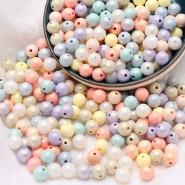 HERZWILD Colourful Beads for Threading 500 Pieces 8 mm Craft Beads Colourful Acrylic Beads Art Beads for Jewellery Making DIY Necklaces Bracelet (8 mm)