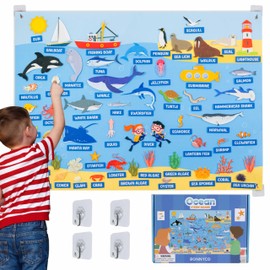 BONNYCO Felt Board for Toddlers with 107 Sea Animals Figures. Montessori and Sensory Toys, Birthday Gifts for Kids 3-8 Years Old. Educational Games, Learning Activities, Christmas