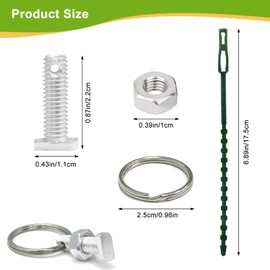 Greenhouse Bolts and Rings Cropped Head, Aluminium Greenhouse Bolts & Nuts with Reusable Plant Ties, 15Pack Greenhouse Nuts and Bolts Accessories Anchor in Glazing Channels for Plant, Repairing