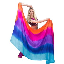 TRIMODI 2.5x1.14m/98"x45" Women's Real Silk Belly Dance Veils and Hand Scarves Fire Flame Colors (Five Colors)