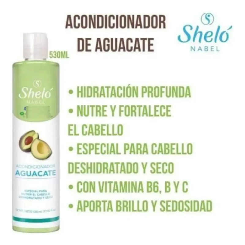 Kit Aguacate Crema Corporal Shampoo Acondicionador Shelo Nab