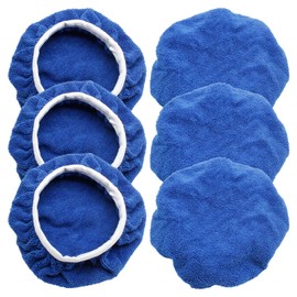 Bonsicoky 6 PCS Car Polishing Bonnet Buffing Pads - Soft Microfiber Buffing Pads Cover for 5" - 6" Car Polisher - Blue