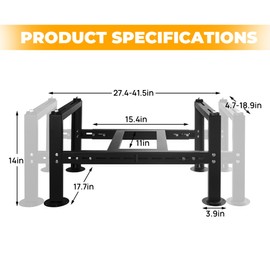 Mini Split Ground Stand for 18000-36000 BTU, Mini Split AC Bracket for Ductless Air Conditioners Heat Pump System,Heavy Duty Condenser Stand Adjustable Length 27.5" to 41.3" Max Load 550Lbs (Black)