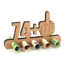 Giftota - Original Funny 75th Birthday Money Gift, Wood - 74 + 1 - Gift for 75th Birthday - Birthday Anniversary - Wooden Gifts - Gifts for Friends, Family