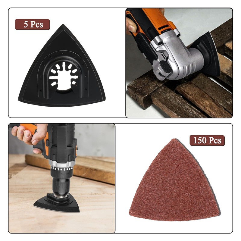 150 Sheets Sandpaper Set, Multitool Sanding Plate for Delta Sander,