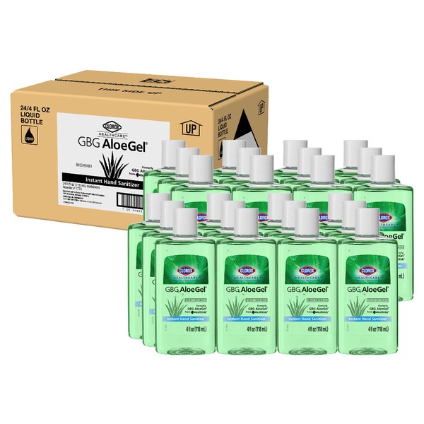 Clorox Healthcare GBG AloeGel Hand Sanitizer Gel 4oz (118ml) | Clorox Hand Sanitizer Gel Mini | Bleach Free Instant Travel Size Hand Sanitizer Gel (24 Pack)