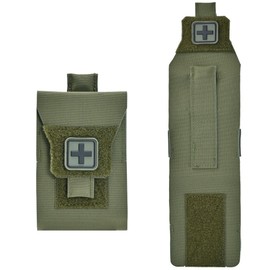 Mini IFAK Micro Trauma Pouch | Compact Empty EDC First Aid Organizer with Tactical MOLLE Clip | Portable Stop Bleeding Supplies Pouch for Medic Gear & Survival Kits(Ranger Green)