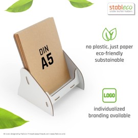 stableco 1x Ecological Brochure Stand DIN A5 Vertical with 1 Compartment Stable Flyer Stand in White Design No Plastic! Just Paper! Sustainable Brochure Holder, Postcard Stand Quick to Assemble