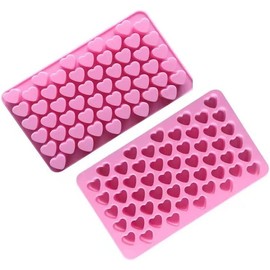 ROTDAM Heart Silicone Mold Mini Heart Shaped Candy Mould 2PCS Non‑stick Chocolate Gummy Jelly Ice Cube Tray Silicone Mold for Wax Melts