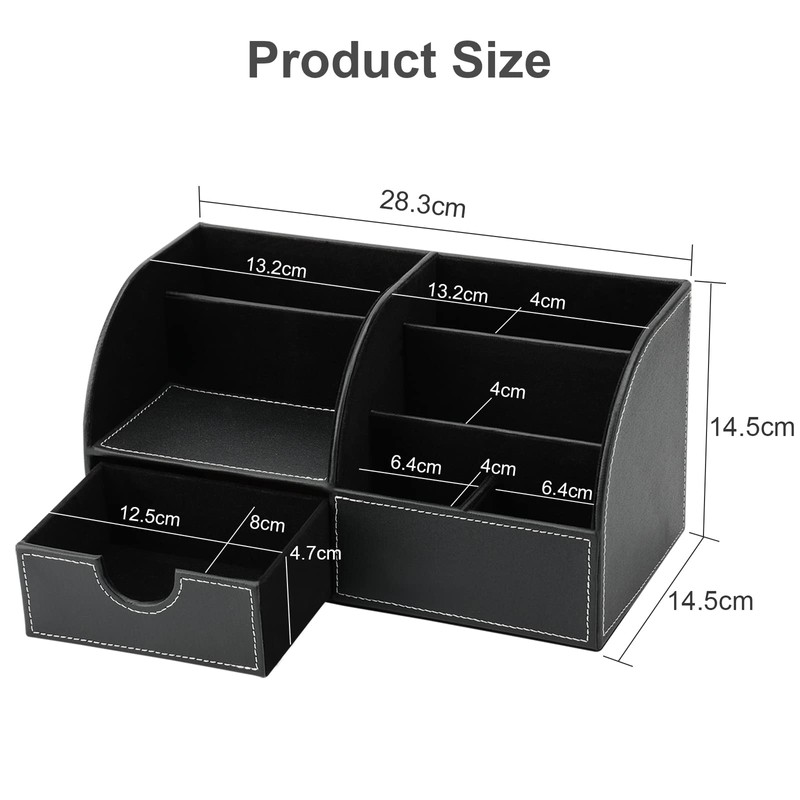 GORESE PU Leather Desk Tidy Organiser(Black)