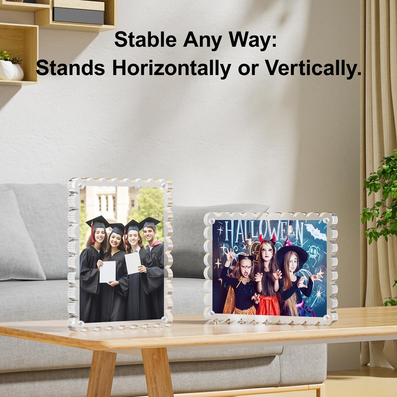 HELPLEX Acrylic Picture Frames 3x3, 3 Pack Clear Magnetic Lucite