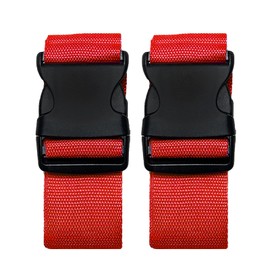 2 Pack Suitcase Belts, Adjustable Luggage Straps, Bright Colors Travel Packing Straps with Quick Release Buckle (Red)