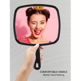 OMIRO 12.4" L x 9" W Hand Mirror, All Black Handheld Mirror with Handle