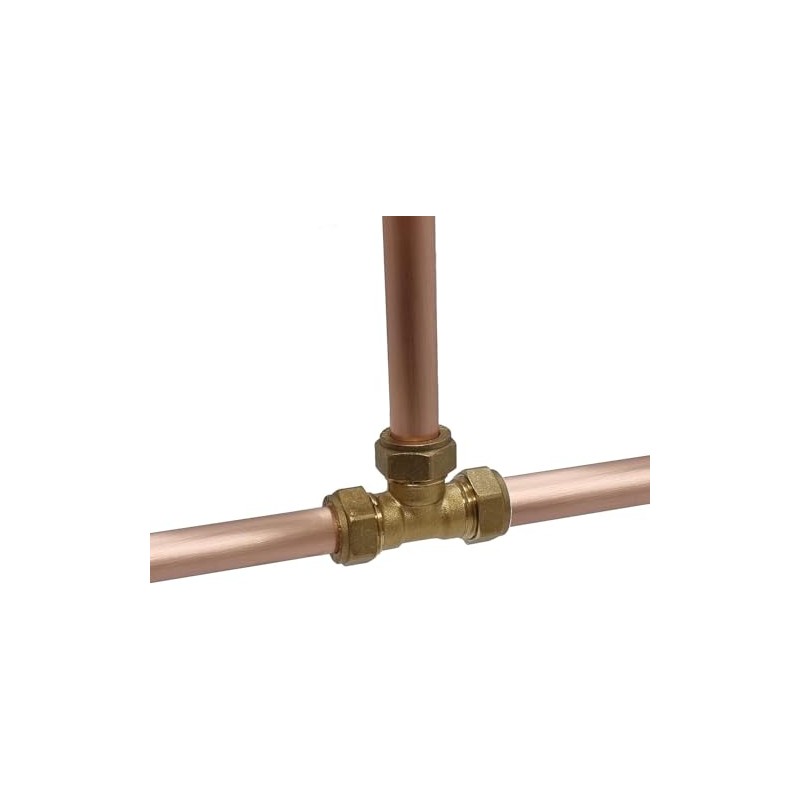 TC Compression Brass Equal Tee 15mm for Copper Pipe Connector