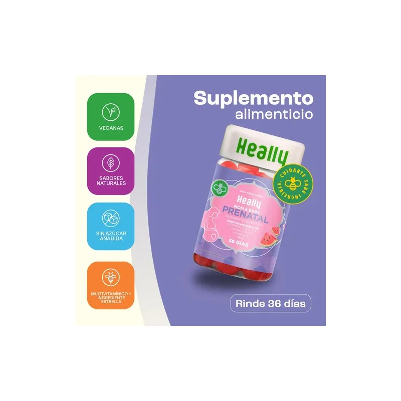 Heally Mom Gomitas Prenatales Azúcar Ácido Fólico Mujer Omega Zinc