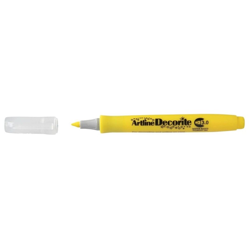 Artline 'Decorite' Yellow Marker Pen 3.0mm for Card, Glass, Metal