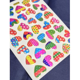 XIAXIN TSS-656 (1) Waterproof Hologram Glitter PVC Heart Sticker Set Weatherproof Waterproof Heart Character Suitcase Nameplate Locker Indoor and Outdoor Use