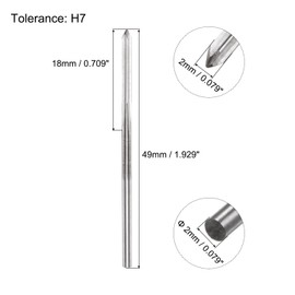 uxcell Chucking Reamers, 2mm H7 Metric Machine Reamer Drill Bit for Metal Wood Hole Reaming, Straight Flute High Speed Steel Tool