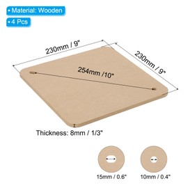 PATIKIL 9" Square Pottery Wheel Bat System, 4 Pcs 1/3" Thick Clay Throwing Head Bats Ceramic Pottery Tools Apart with 10" Pin Holes for Pottery Wheels