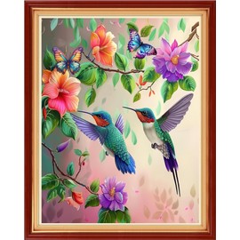 Artvxeay Stamped Cross Stitch Kits - Embroidery Kits for Beginners Cross Stitch Kits for Kids Adults 11 CT Printed Patterns Needlepoint Kits -Hummingbird Flowers 16x20 inch