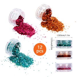12 Boxes Diamond Nails Glitter Powder 12 Colors Nail Glitter for Nail Art Reflective Glitter for Crafts Nail Art Glitter Powder for Manicure 5g×12(Coarse Meal)