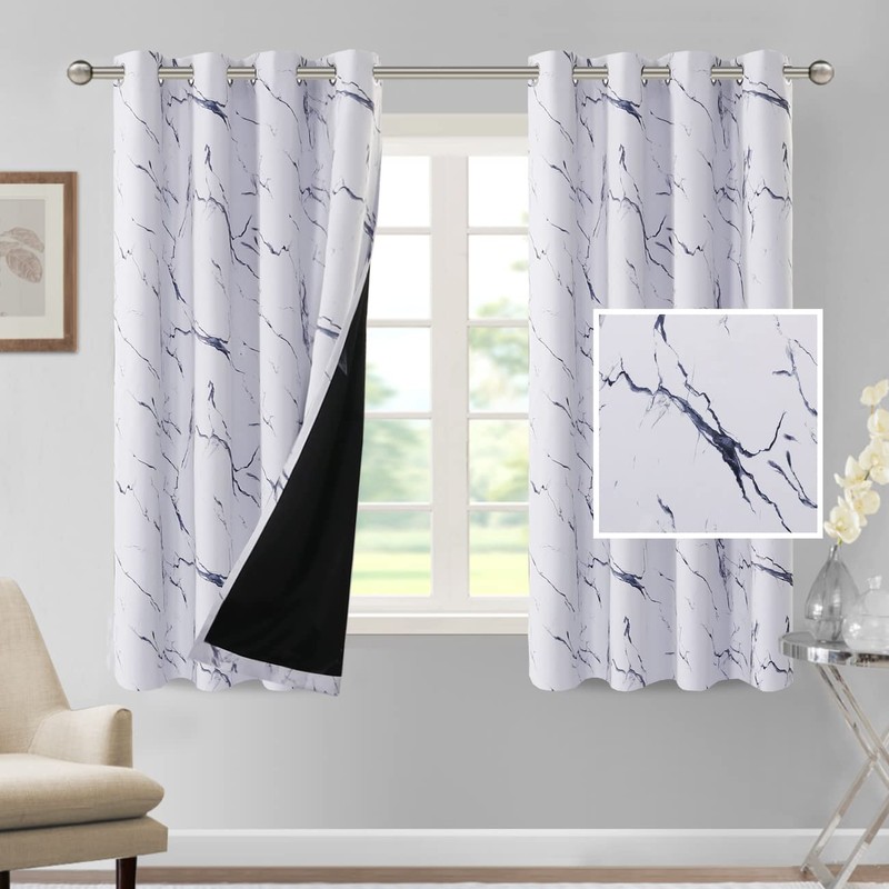 H.VERSAILTEX 100% Blackout Curtains 63 inch Length 2 Panels Set