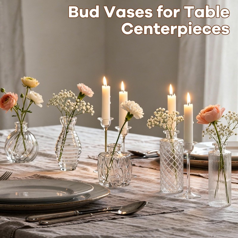 HTTBEIZI 40 Pack Glass Bud Vases in Bulk, Clear Small
