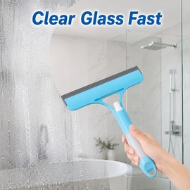 3-in-1 Shower Squeegee with Spray Nozzle - Handheld Glass & Mirror Wiper for Bathroom, Windows & Smooth Surfaces