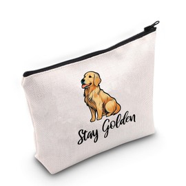 Golden Retriever Cosmetic Bag Golden Retriever Lover Gift Stay Golden Makeup Bag with Zipper Golden Retriever Mama Survival Kit (Stay Golden Dog)