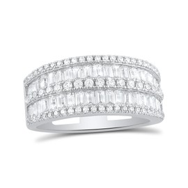 SILVERCLOSEOUT Sterling Silver Simulated Diamond Baguette Cut Statement Ring - Size 4