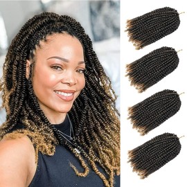 YEBO Spring Twists Hair 12 Inch 4 Packs Ombre Colors Synthetic Braiding Hair Extensions for Woman(T27/12inch)