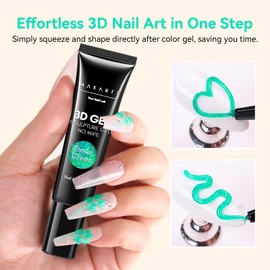 Makartt 3D Gel Nail Art- 3D Nail Gel Sculpting Gel for Nail Designs, 15ml 3 in 1 No Wipe Gel Polish for Drawing Carving Nails Gel, Molding Gel for Nail Decoration Manicure Charm - Tinsel Green