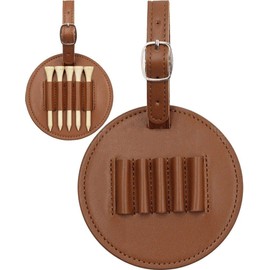 QHFlashbuy Double-Sided Leather Golf Tees Holder, 5 Tee Holes Golf Tees Bag, PU Leather Golf Accessory Bag, Portable Golf Tee Holder Bag, Golf Tee Bag with Adjustable Hanging Strap for Golfers