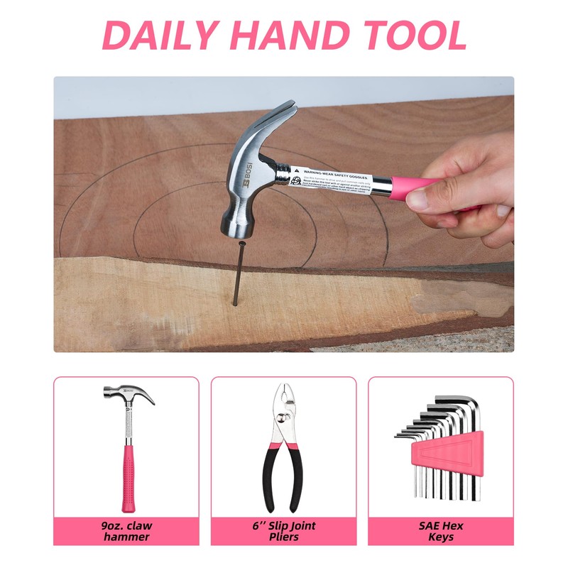 B BOSI TOOLS 40-Piece Pink Tool Set- General Household 40