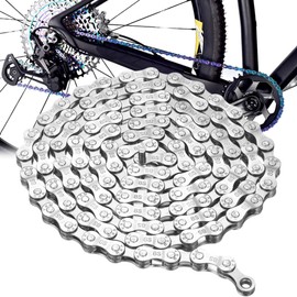 SQAQS 6 7 8 Fach Fahrradkette, Galvanik-Kohlenstoffstahlkette für Rennrad-Mountainbikes, 116 Glieder Kette Fach Fahrrad Kette, Empfindliche, Rainbow MTB Kette 1