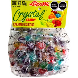 Laposse Crystal Candy - Caramelo macizo sabores surtidos: limón, naranja, piña, cereza, fresa, uva y plátano - 420 g