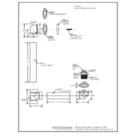 Westbrass A49321-62 1-1/2" x 12" Bath Waste & Overflow Assembly with One-Hole Faceplate Cover and Tip-Toe Drain Plug-SCH. 40 PVC, Matte Black