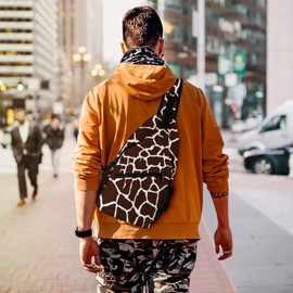 NAWFIVE Sling Bag Giraffe Texture Pattern Crossbody Backpack with Anti Theft Zoo Jungle Print Adjustable Shoulder Bag for Travel,Hiking,Cycling,Camping