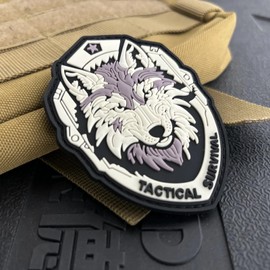 "Surviving Wolf" Modern Military Morale Tactical Patches Velcro PVC Patches DIY Decorative Velcro Patches for Backpack German Army Jacket