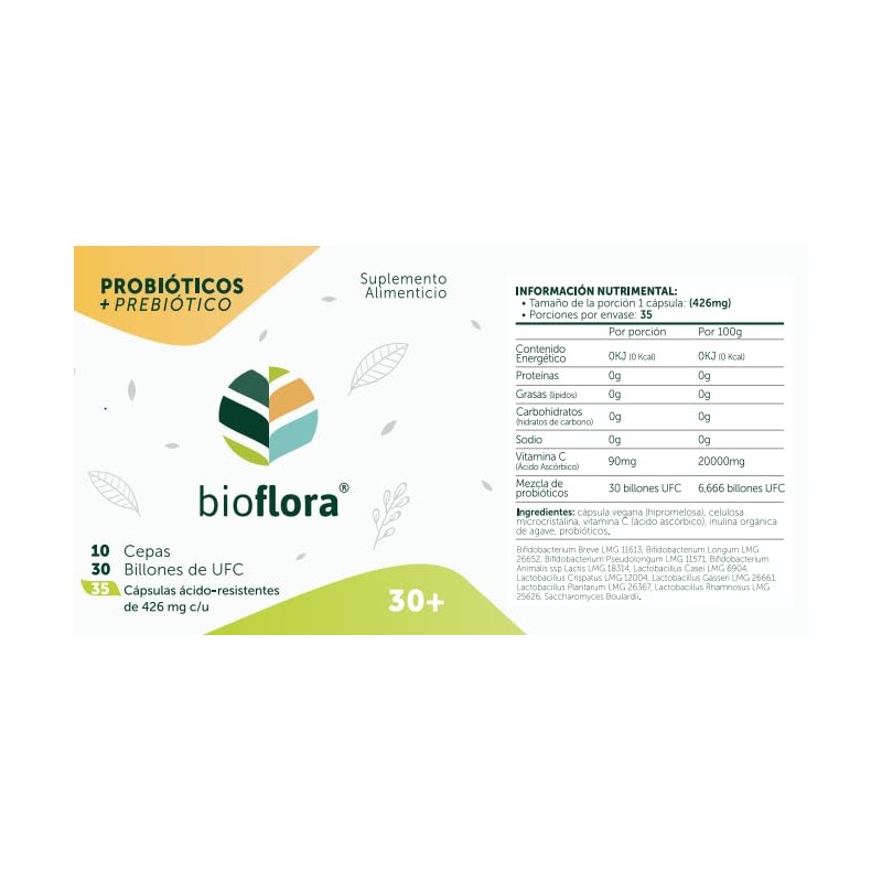 Bioflora 2 PACK Probióticos y Prebióticos en Cápsulas (70 cápsulas