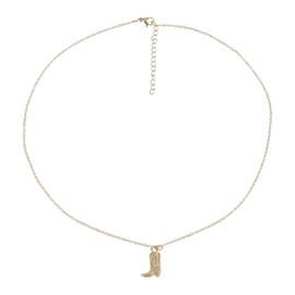 Mikovivi Cowboy Boot Necklace for Women, Gold Plating Cowgirl Boot Necklace Western Hip-Hop Style Dainty Gold Chain with Pendant Fashionable Simple Everyday Jewelry Accessory for Women and Men