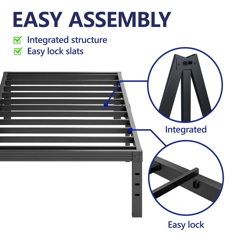 Furnitui 16 Inch High Metal Twin XL Bed Frames, Platform