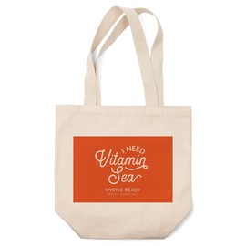 Lantern Press Myrtle Beach, South Carolina, I Need Vitamin Sea, Simply Said (100% Cotton Canvas Reusable Tote Bag)