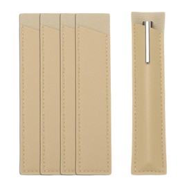 PATIKIL 5 Pcs Leather Pen Pouch Sleeve for Single, Handmade Fountain Pen Pouch Pencil Protective Cover Holder for Touch Ballpoint Pencil Hardcover Journals Notebook, Khaki