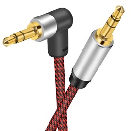 tunghey 3.5mm Audio Cable Hi-Fi Sound Stereo Nylon Braided Male to Male Aux Cord 90 Degree Aux Cable Gold Plated Compatible with Tablets Headphone Speakers Home Car Stereos (6m)