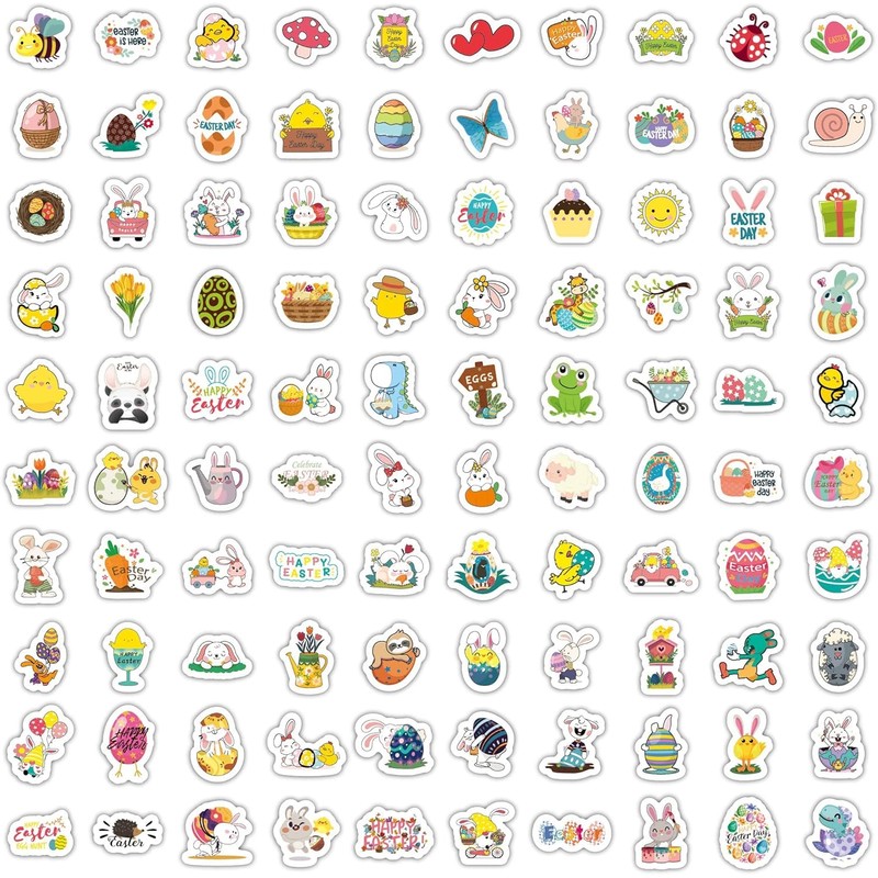 Easter Stickers, 100 Pieces Easter Egg Stickers, Children's Easter Stickers,