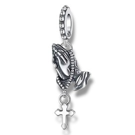 Streetculture Praying Hands - Religion Church God Jesus Christ Faith Hope Trust Love - 925 Silver Charm Bracelet Pendant Jewellery Decoration Accessories Sterling Silver, Sterling Silver, No Gemstone