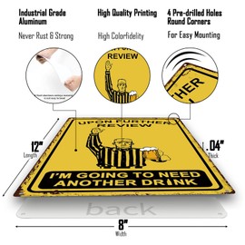 Upon Further Review I'm Going To Need Another Drink - Vintage Bar Decor Kitchen Sign 8X12 Inch - Football Decor Bar Accessories for Home Man Cave (2405)